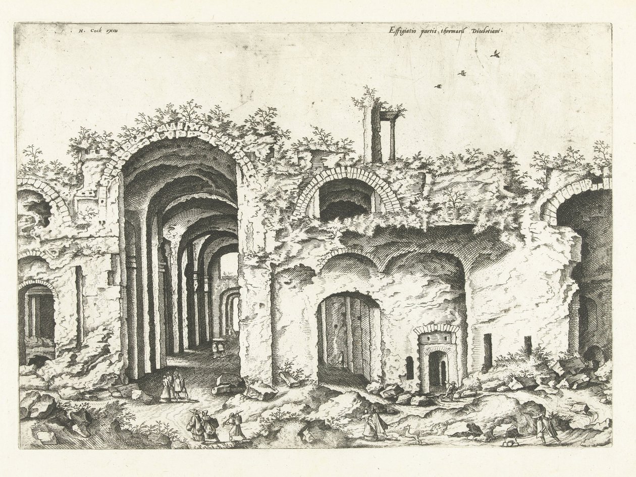 Derde gezicht op de Thermen van Diocletianus door Johannes of Lucas van Doetechum (attributed to)