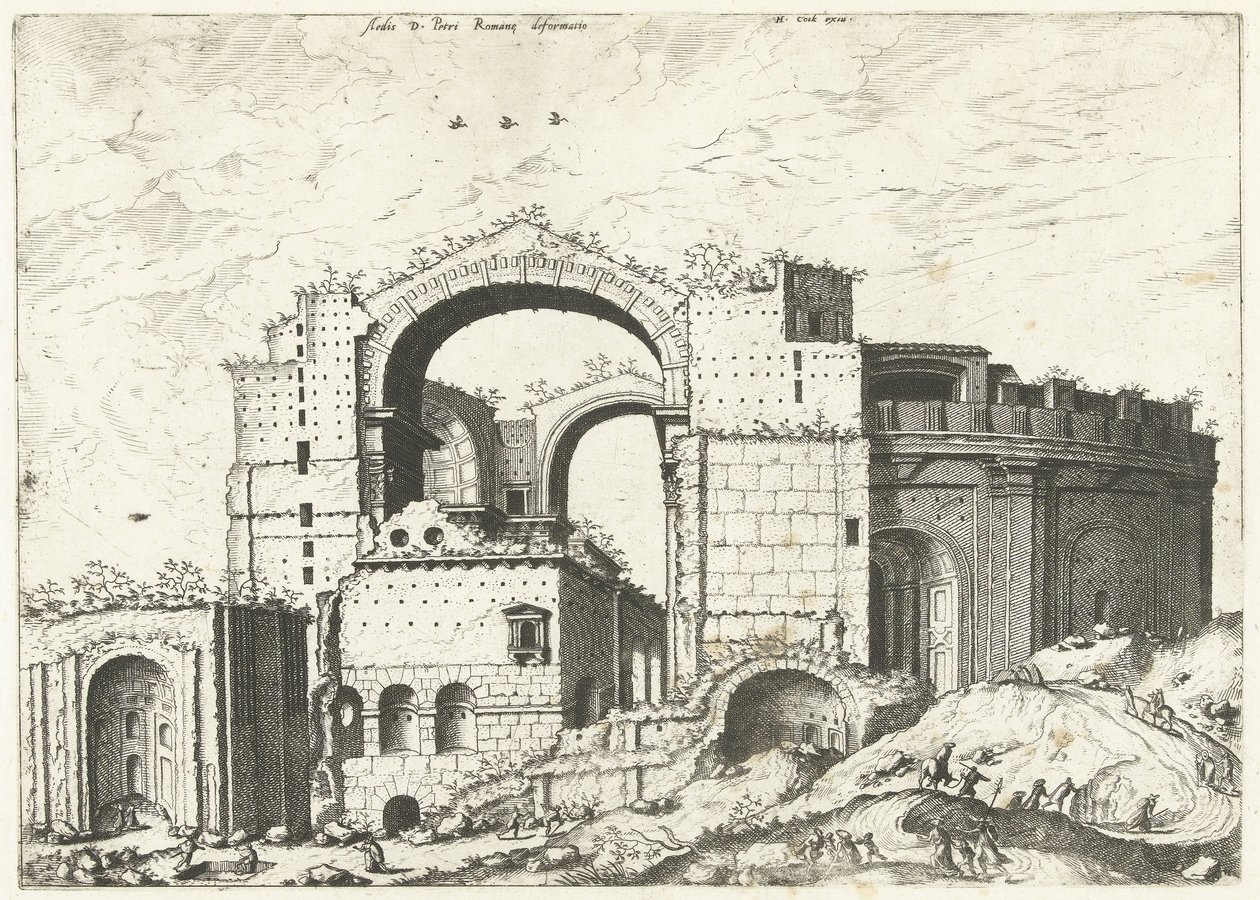 Gezicht op de Sint Pieter in Rome door Johannes of Lucas van Doetechum (attributed to)
