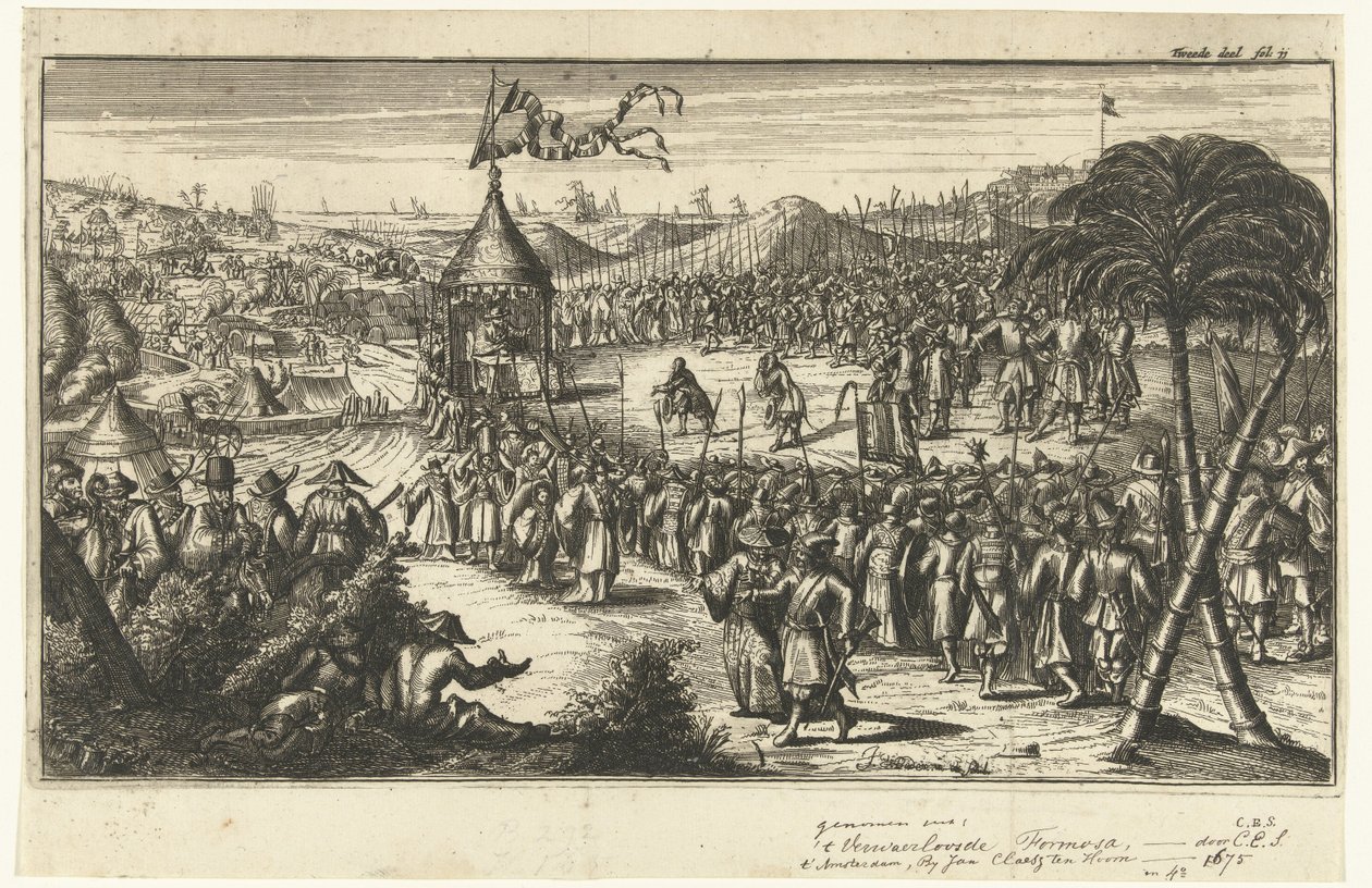 Nederlandse vertegenwoordigers verschijnen voor Koxinga door Johannes van Baden