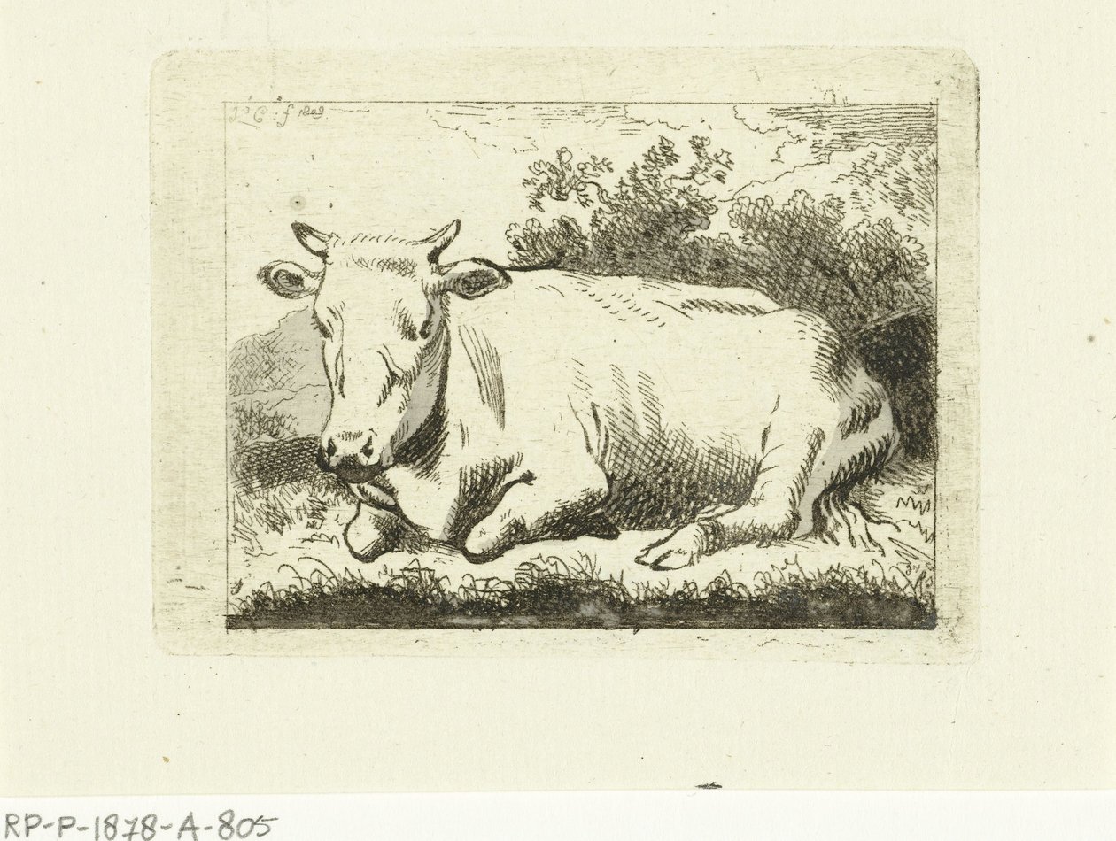 Liggende koe door Johannes van Cuylenburgh