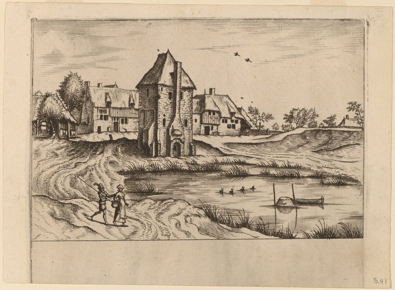 Boerderijen door Johannes van Doetechum, the Elder and Lucas