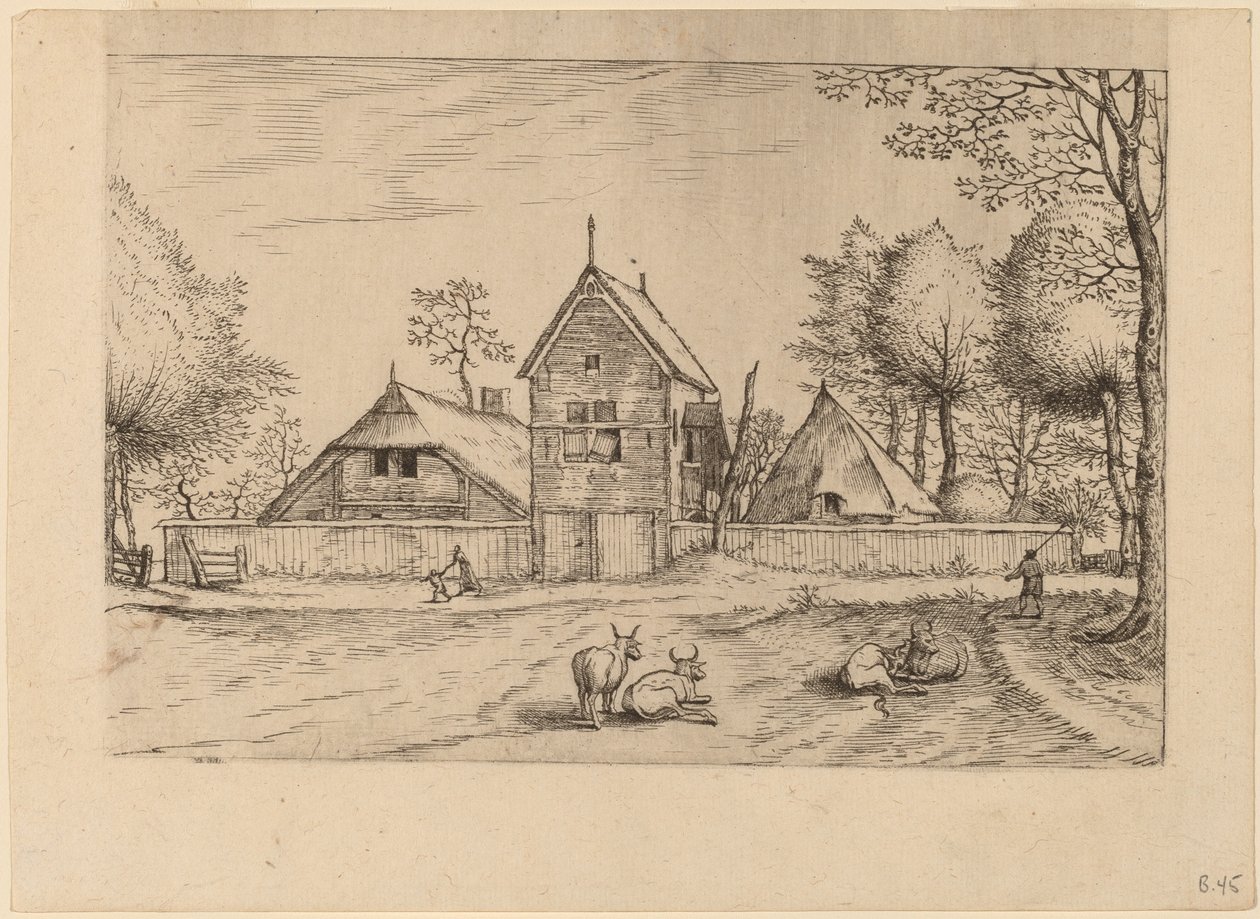 Boerderij door Johannes van Doetechum, the Elder and Lucas