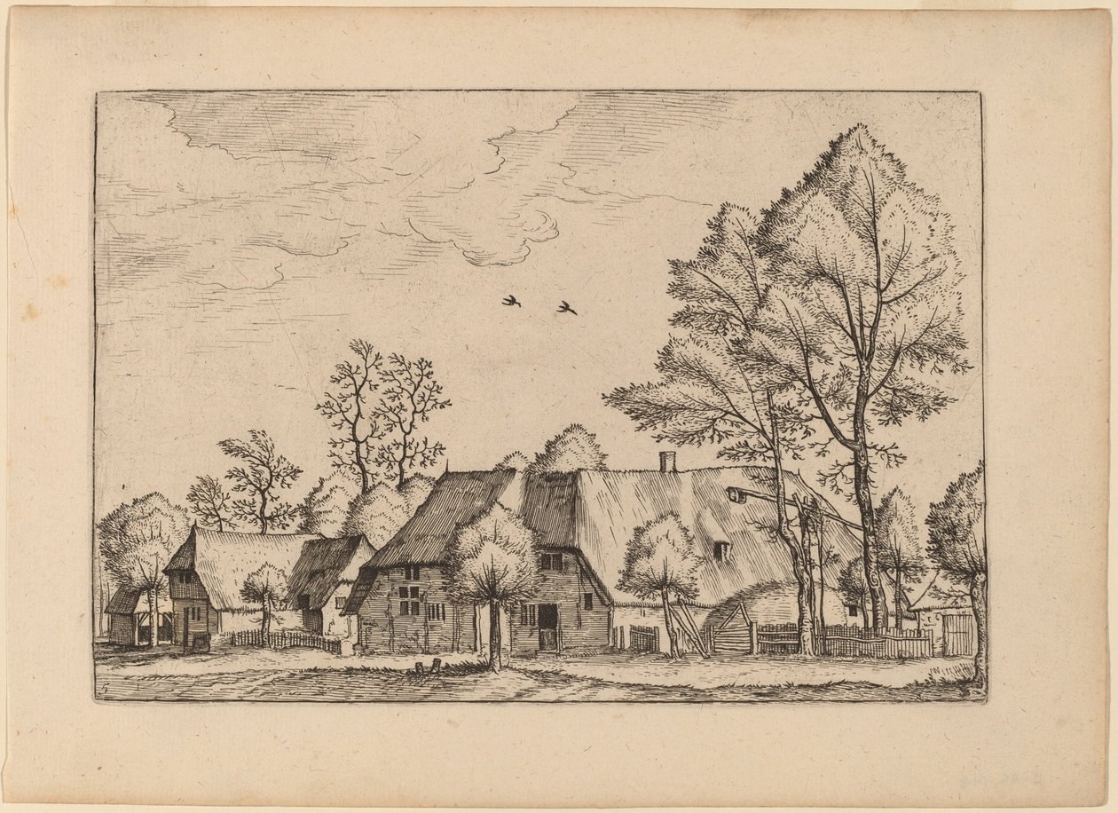 Grote Boerderij met Put door Johannes van Doetechum, the Elder and Lucas