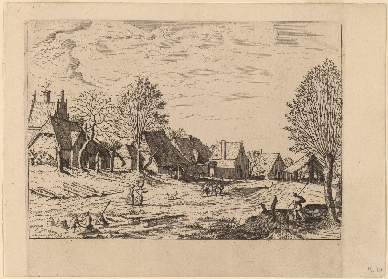 Dorpsstraat door Johannes van Doetechum, the Elder and Lucas