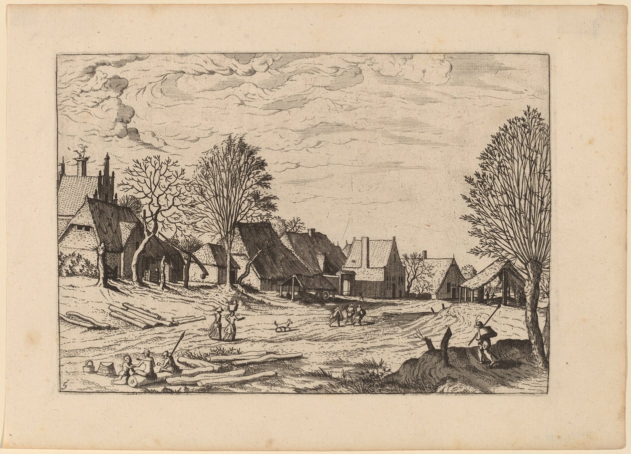 Dorpsstraat door Johannes van Doetechum, the Elder and Lucas