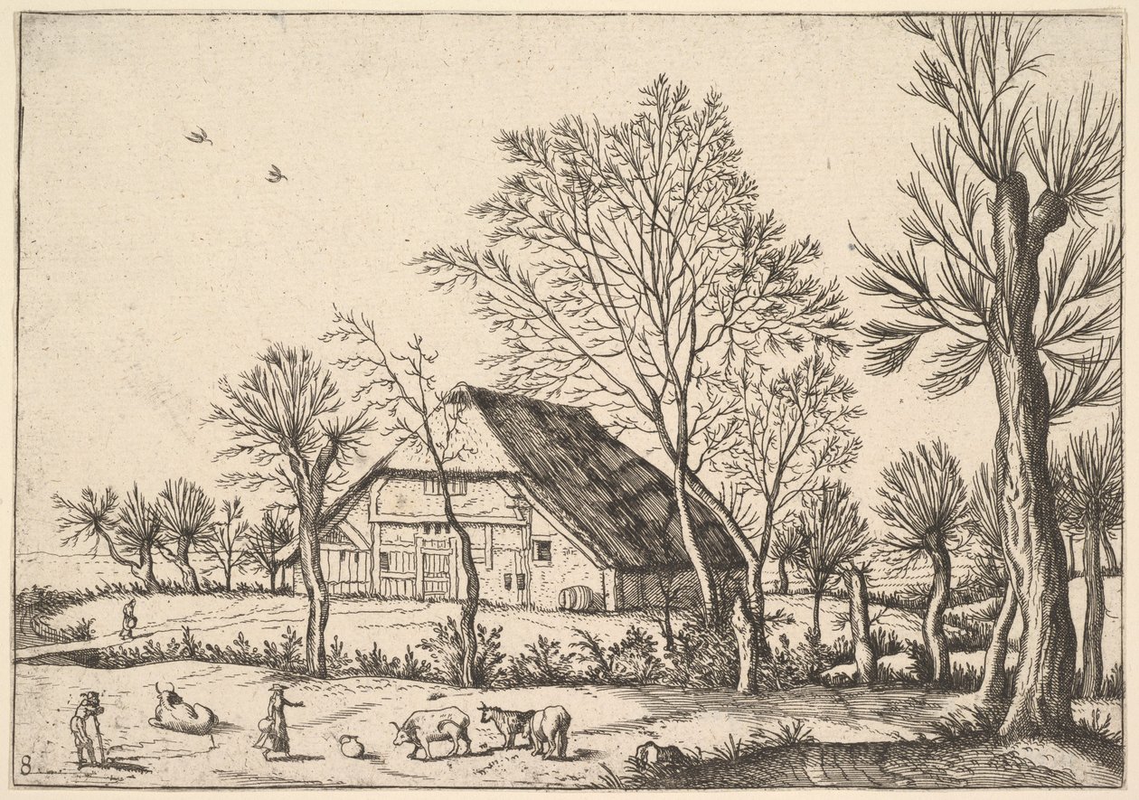 Boerderij, uit De Kleine Landschappen, 1559-61 door Johannes van Doetecum I