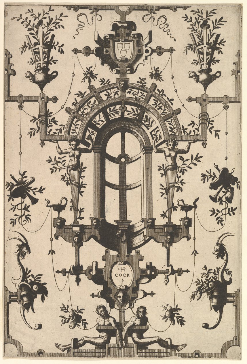 Moderne groteske met bandwerk, 1554 door Johannes van Doetecum I
