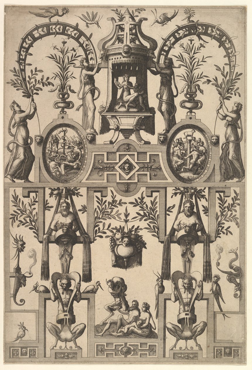 Modern grotesk met bandwerk, 1557 door Johannes van Doetecum I