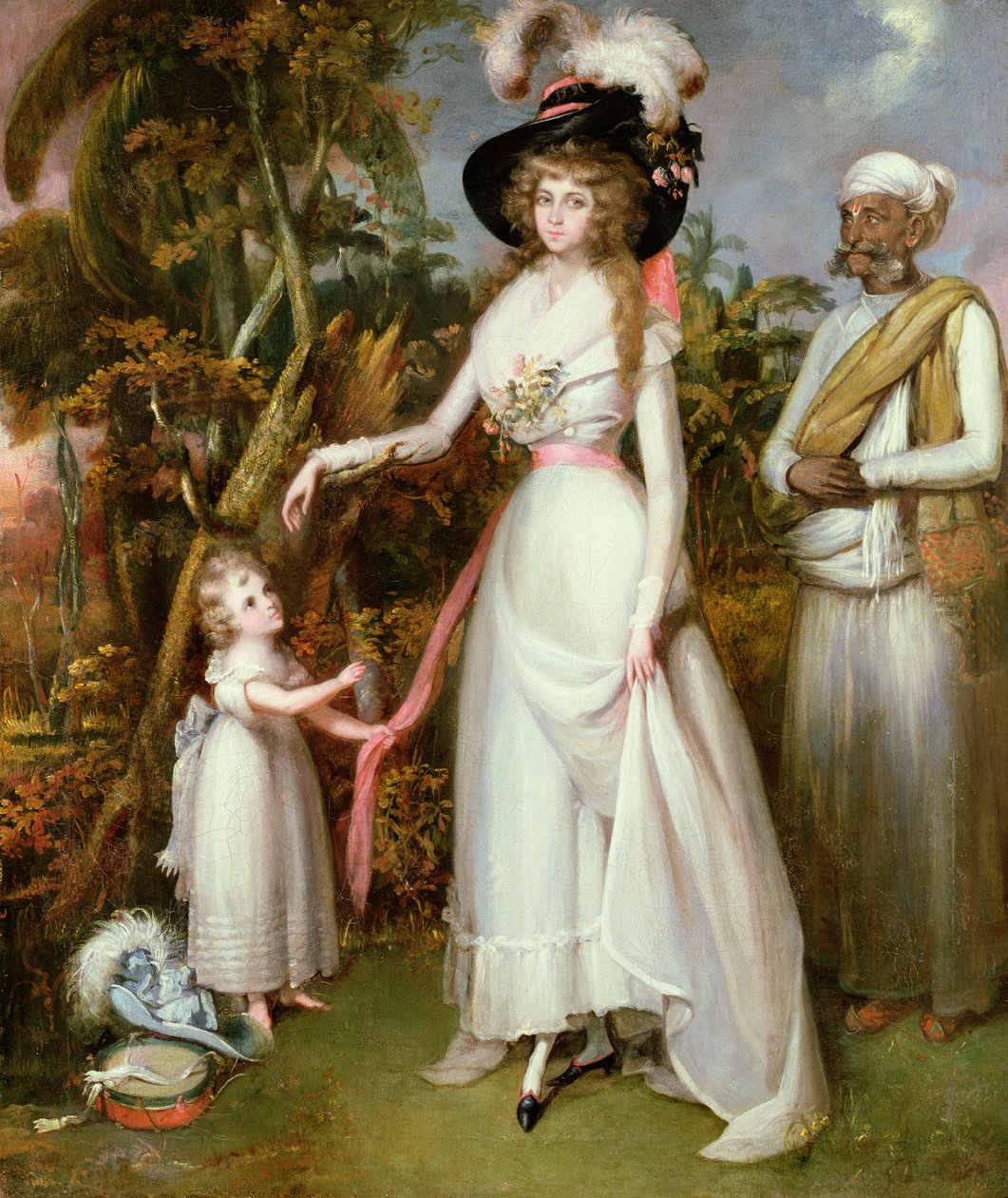 Mevrouw Graham van Kinross, haar Dochter en een Jamadar, c.1786 door John Alefounder