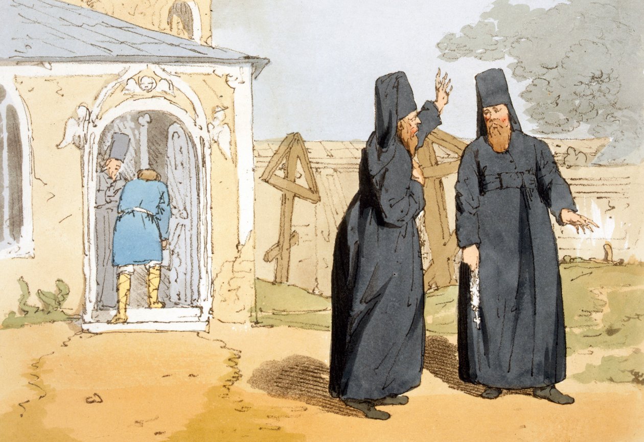Monniken, c.1804 door John Augustus Atkinson