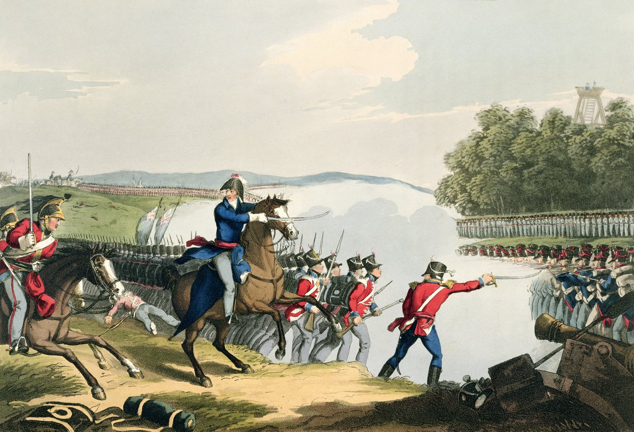 De Slag bij Waterloo Beslist door de Hertog van Wellington, gegraveerd door Matthew Dubourg uit 