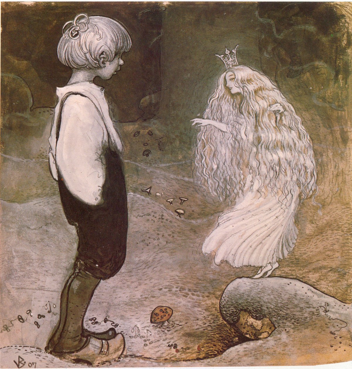 Op dat moment veranderde ze door magie in een prachtige kleine fee door John Bauer