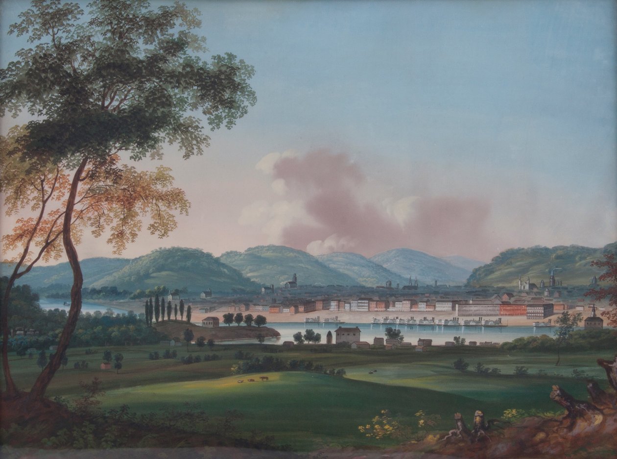 Cincinnati vanaf achter Newport Barracks door John Caspar Wild