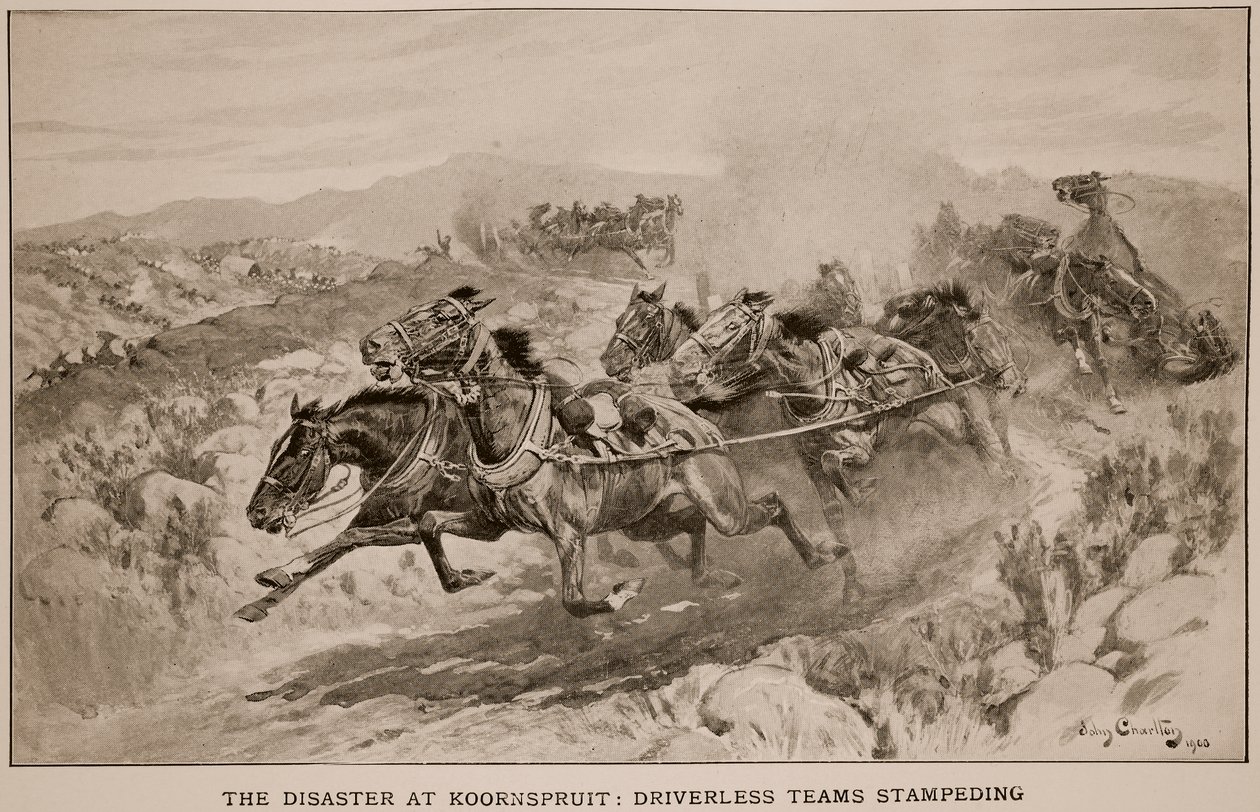 De Ramp bij Koornspruit: Teams zonder bestuurder op hol geslagen, 1900 door John Charlton