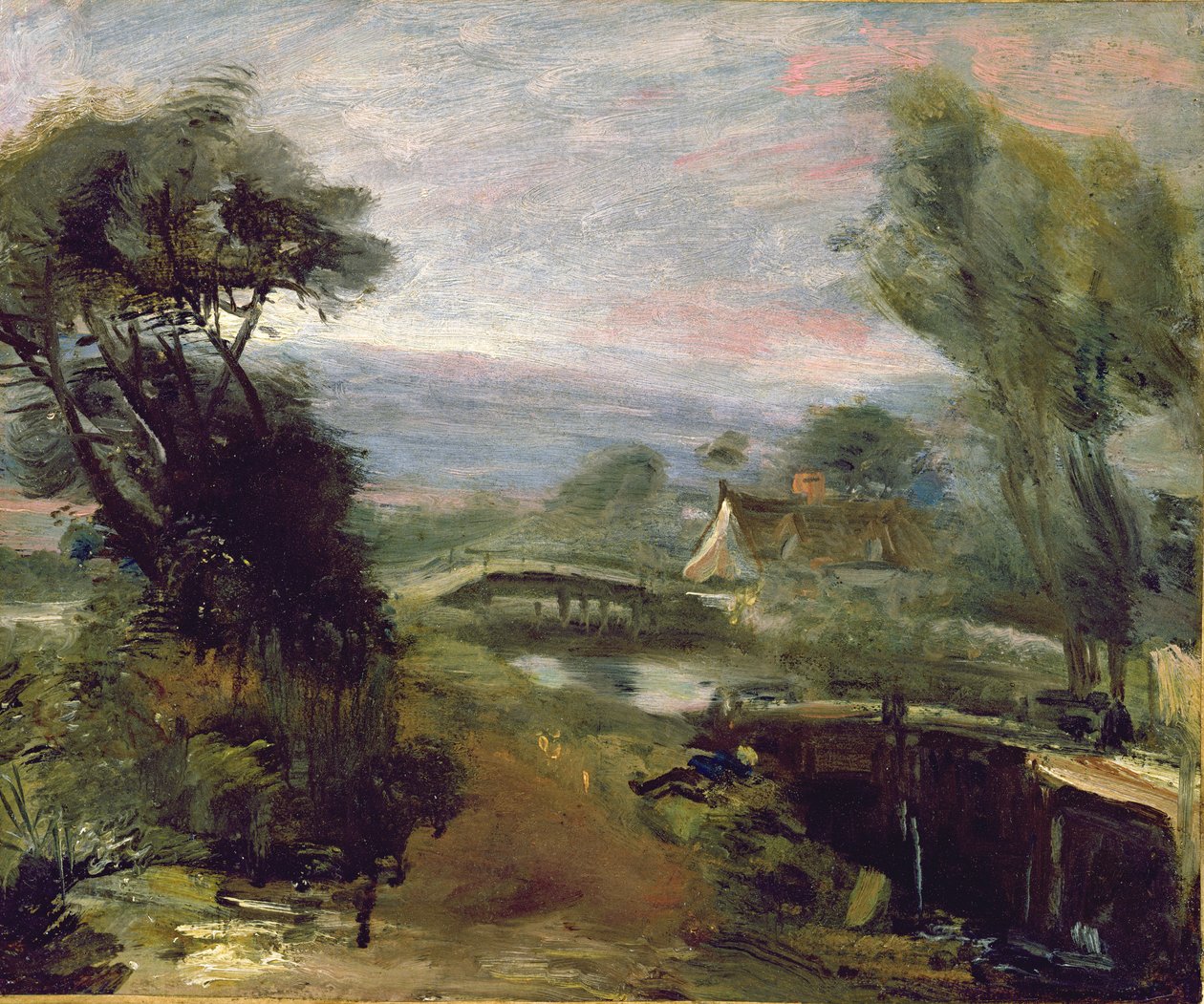 Een Uitzicht nabij Flatford Mill door John Constable