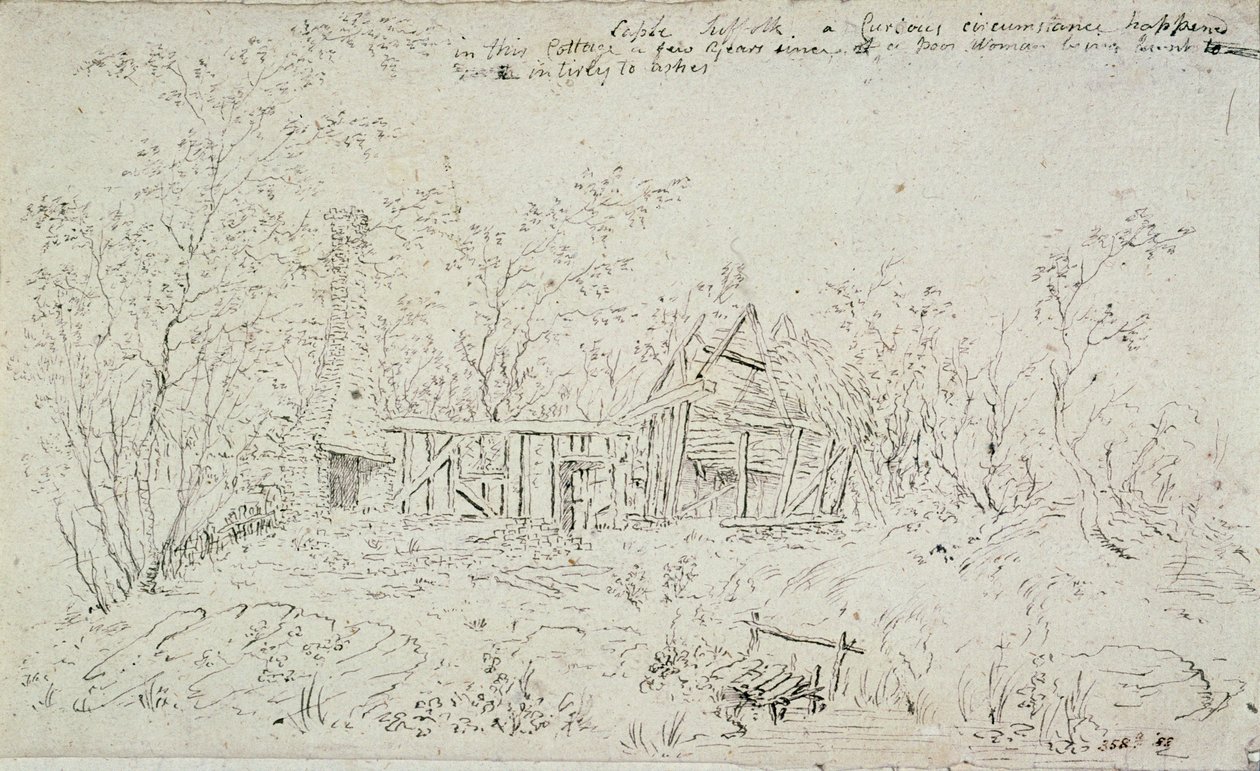 Een vervallen huisje in Capel, Suffolk, 1796 door John Constable