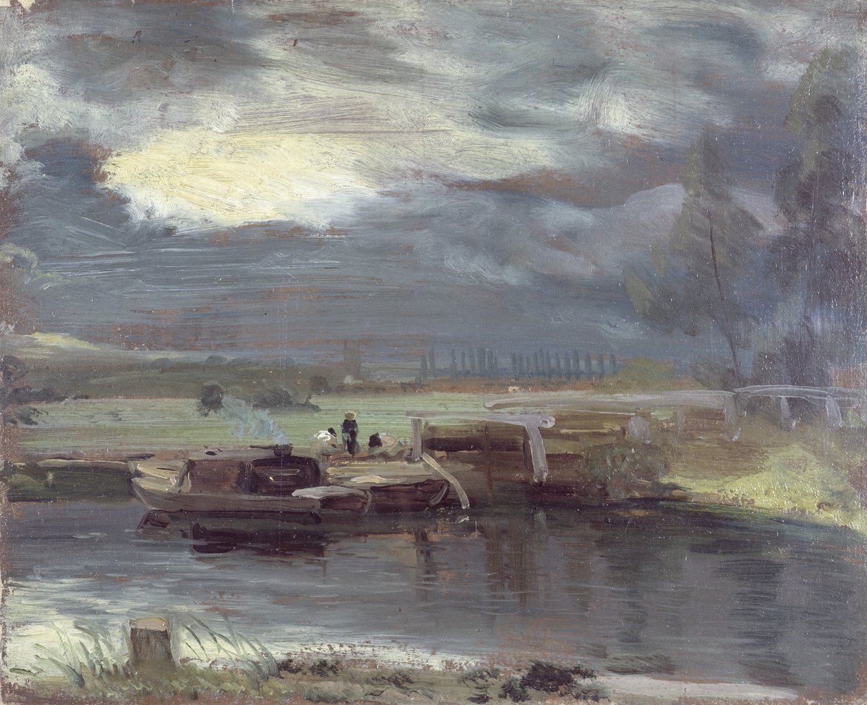 Aken op de Stour met Dedham Kerk in de Verte door John Constable