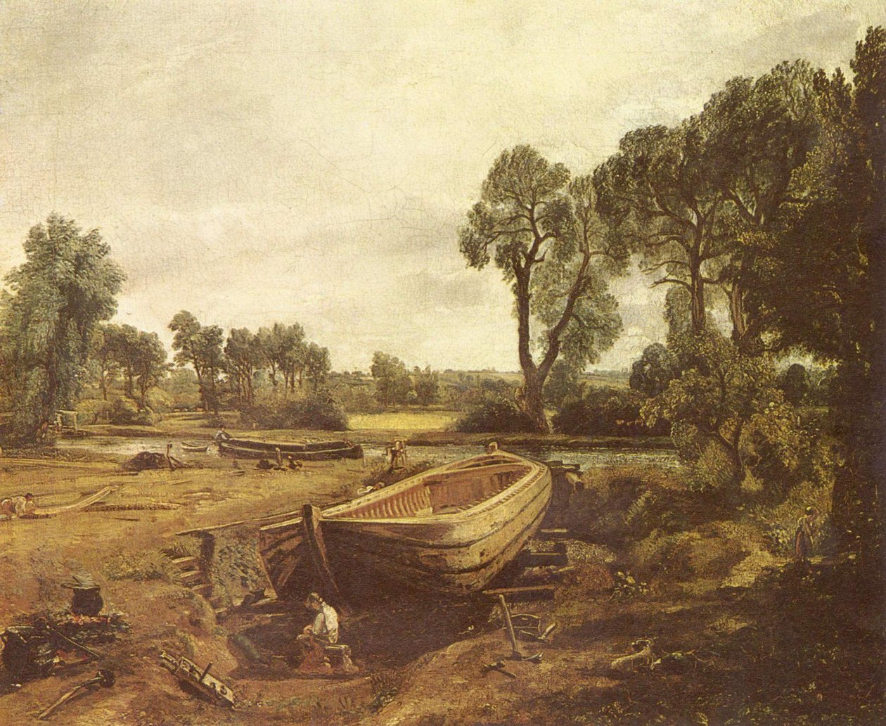 Bootsbouw in Flatford door John Constable