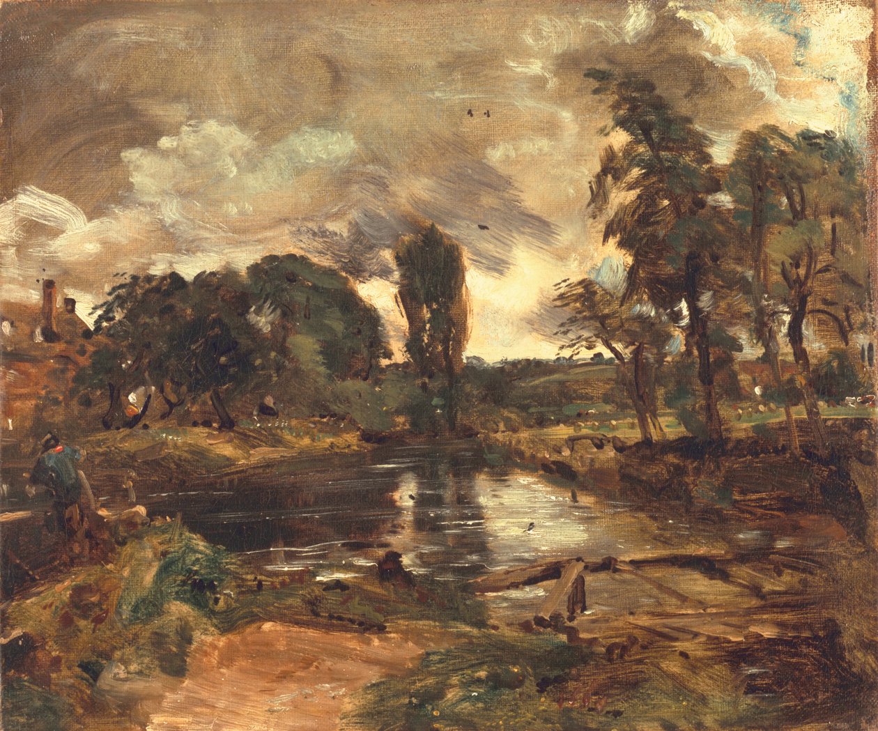 Flatford Mill vanaf de sluis, ca. 1811 door John Constable