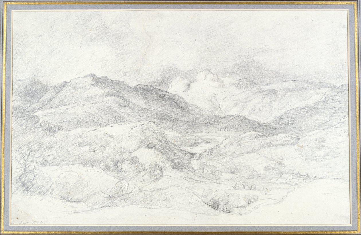 Langdale Pikes vanaf Elterwater, 4 september 1806 door John Constable