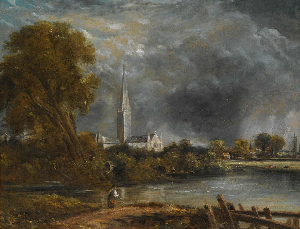 Salisbury Cathedral vanuit de weiden door John Constable