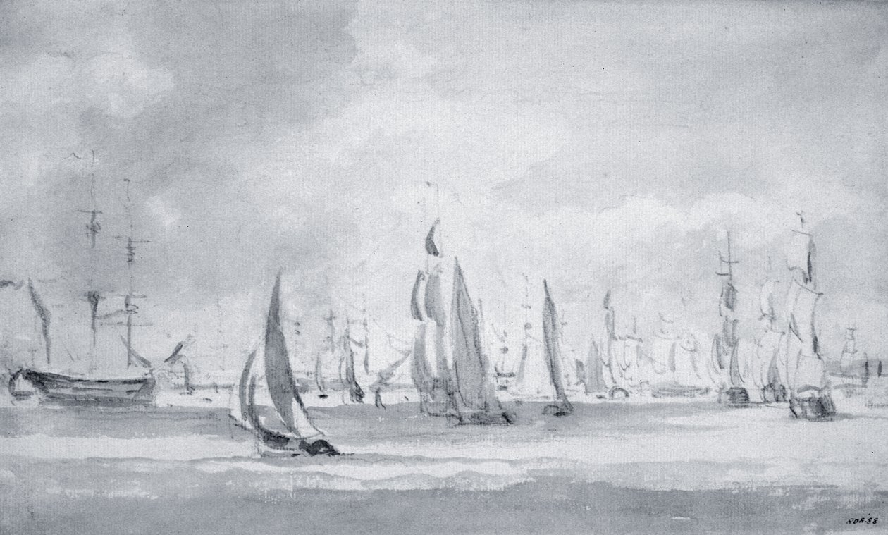 Schepen in de Theems door John Constable