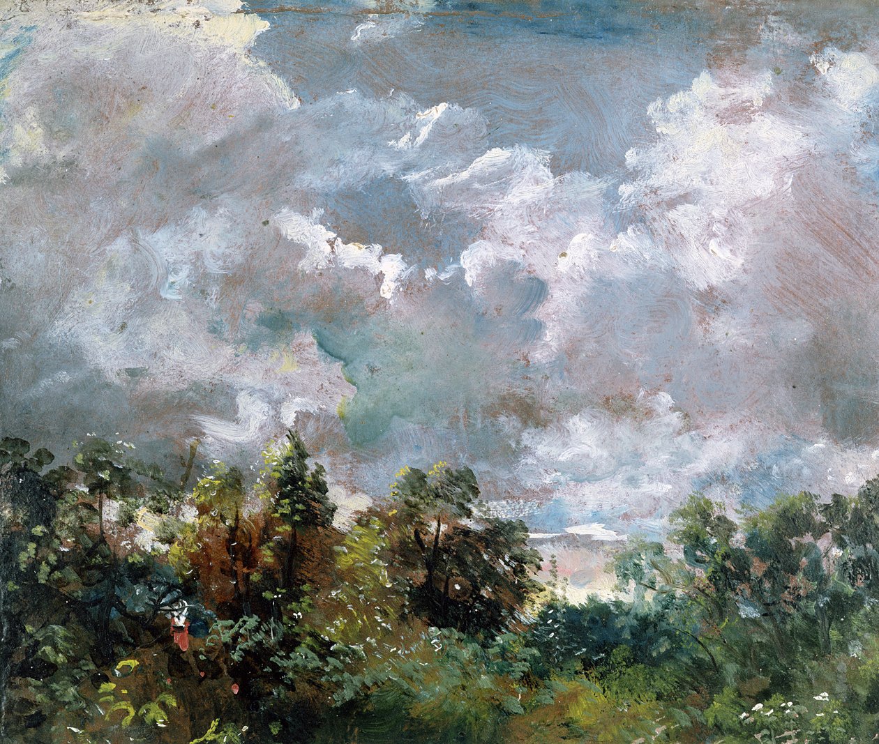 Studie van lucht en bomen door John Constable