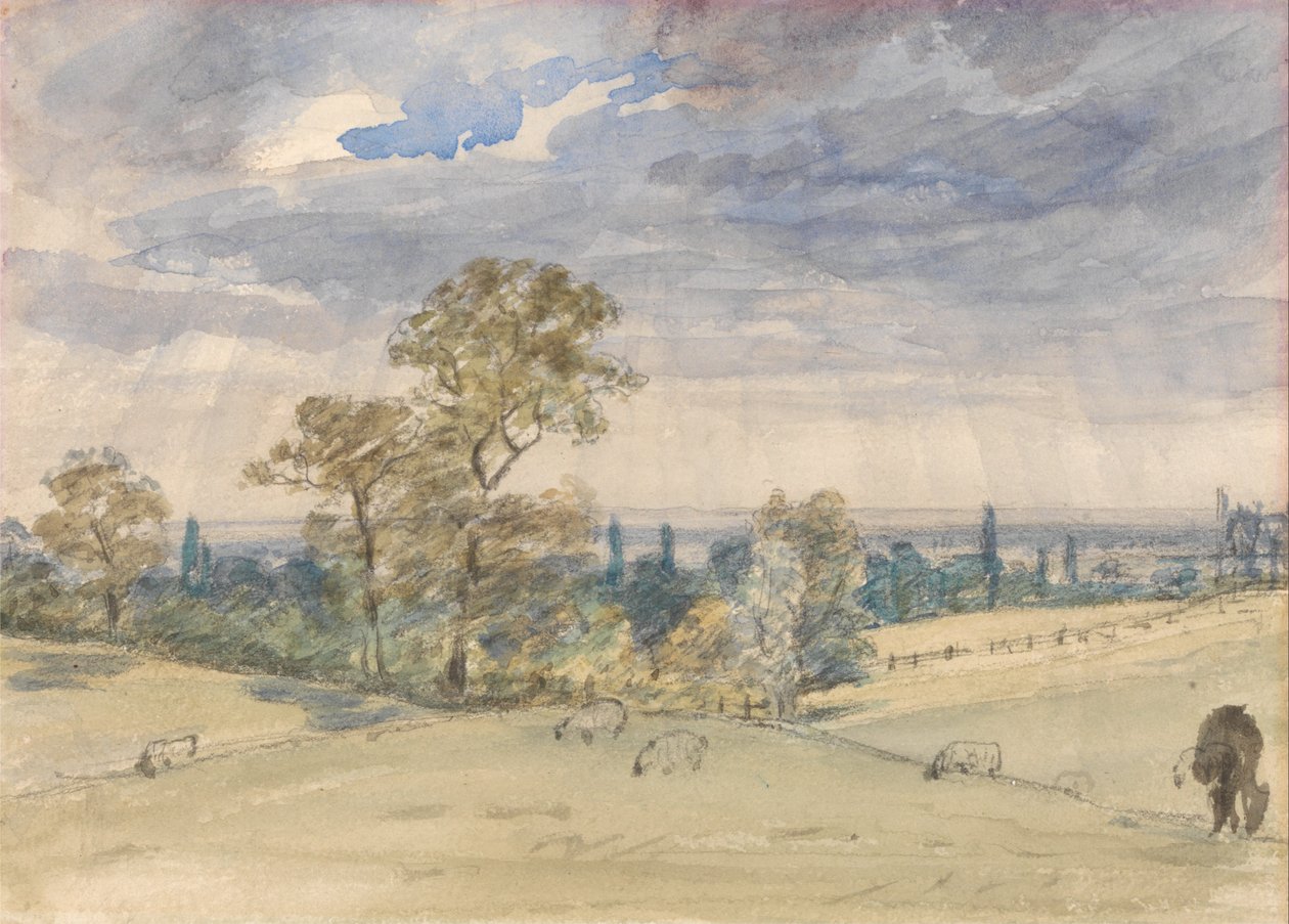 Landschap in Suffolk door John Constable