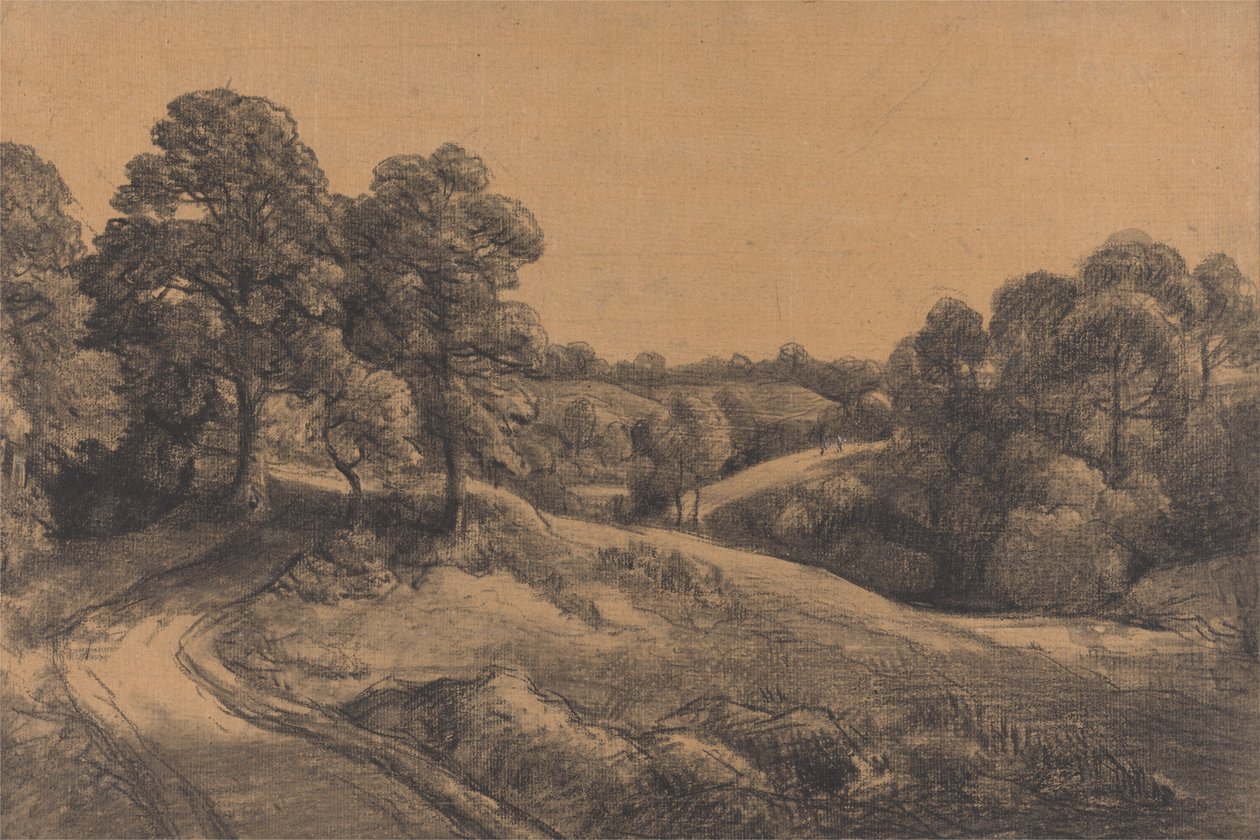 Bosrijke Helling met een Weg die Verdwijnt door John Constable
