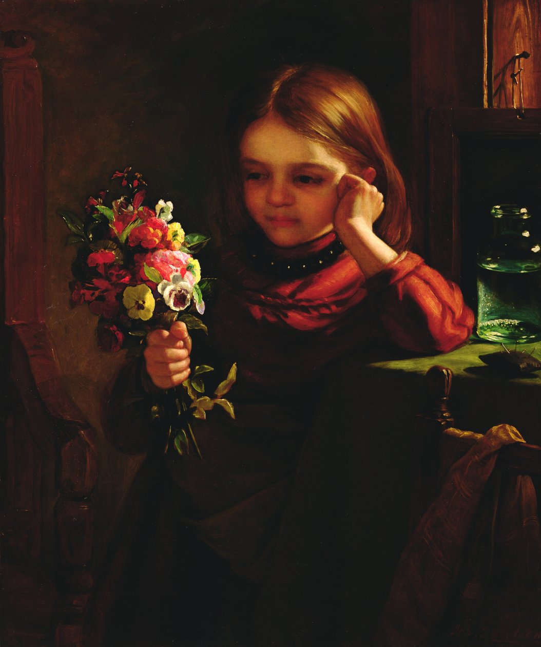 Meisje met bloemen door John Davidson
