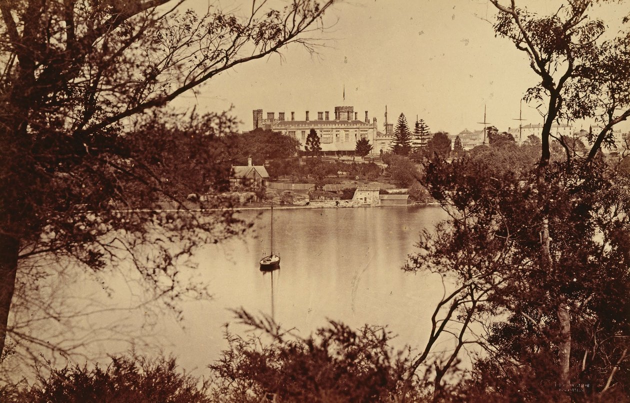 Regeringshuis, vanaf Lady Macquaries Chair, Sydney door John Degotardi