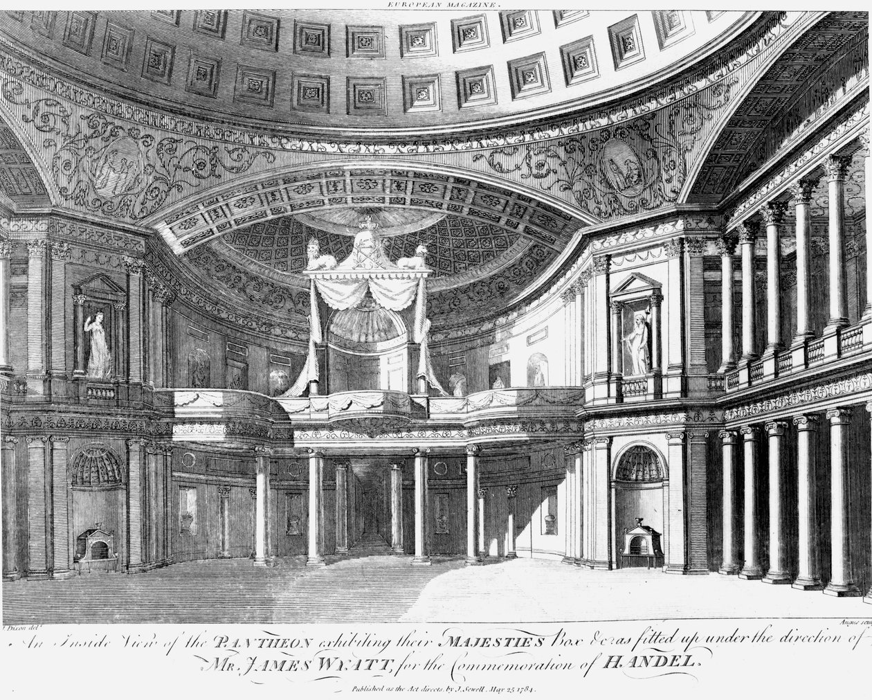 Een binnenaanzicht van het Pantheon, Oxford Street, Londen, 1784 door John Dixon