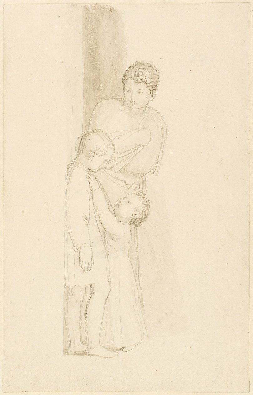 Een Vrouw die Achter een Klein Kind Staat door John Flaxman