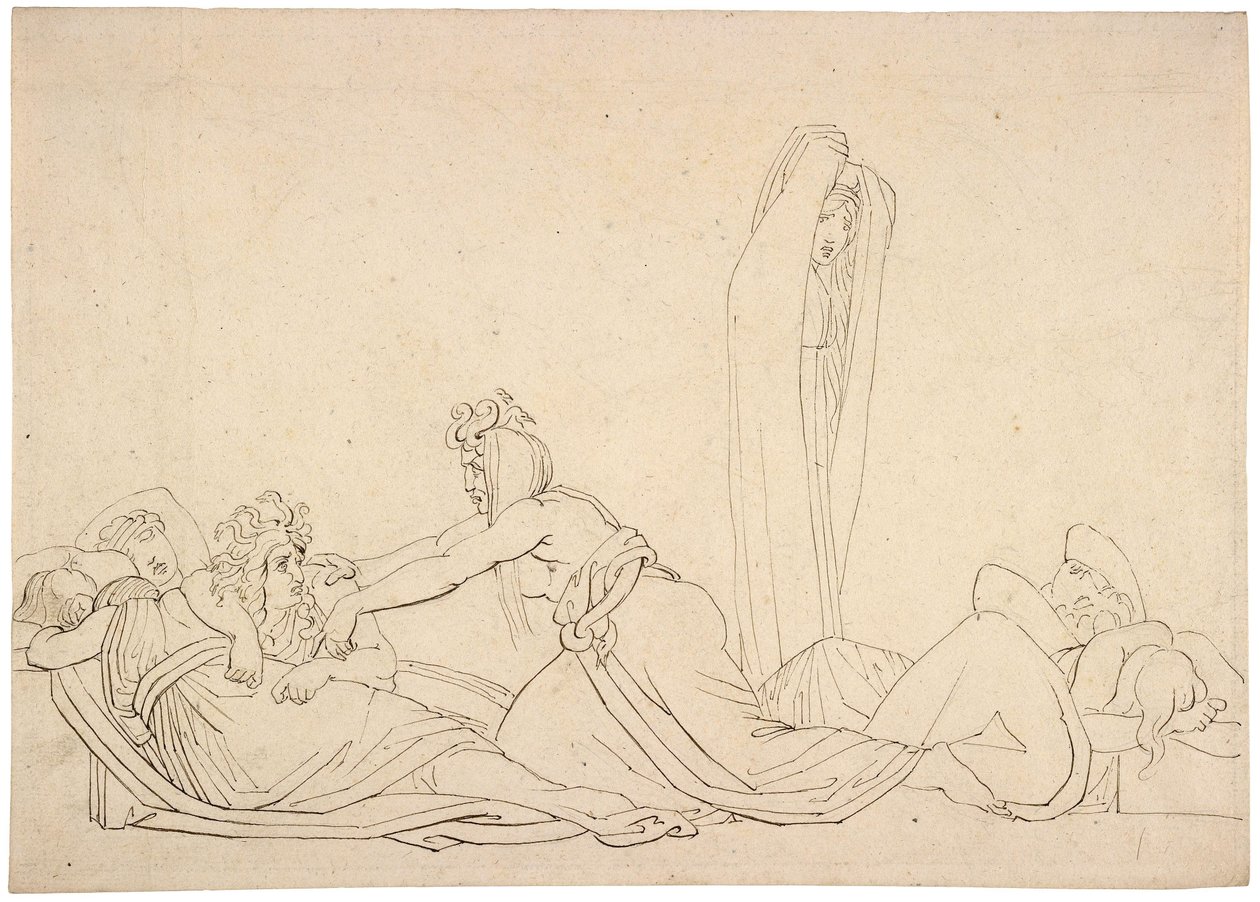 Ontwaak, sta op, wek haar zoals ik jou wekte. De Furieën door John Flaxman door John Flaxman