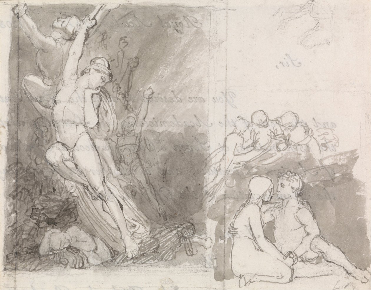Illustratie bij Miltons Paradise Lost - Adam en Eva bewaakt door de engelen door John Flaxman