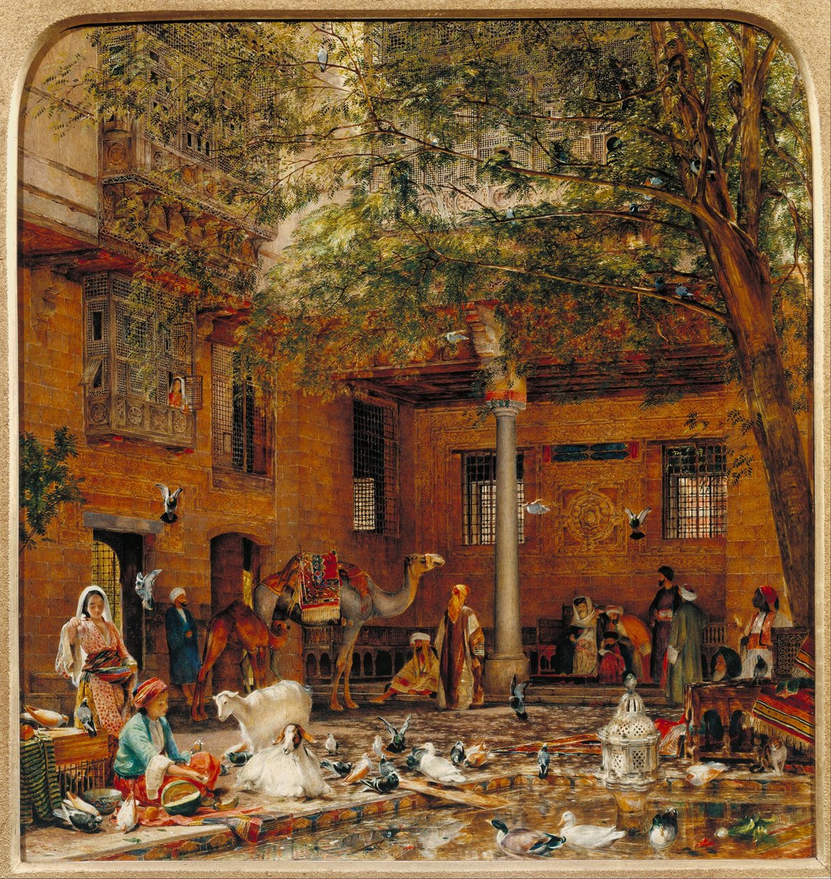 Studie voor De Binnenplaats van het Huis van de Koptische Patriarch in Caïro door John Frederick Lewis