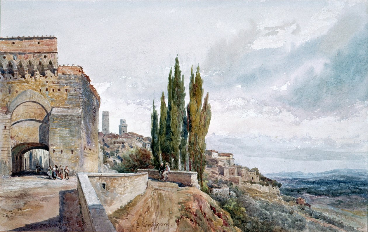 De ruïnes van het Romeinse theater in San Gimignano, 19e eeuw door John Fulleylove
