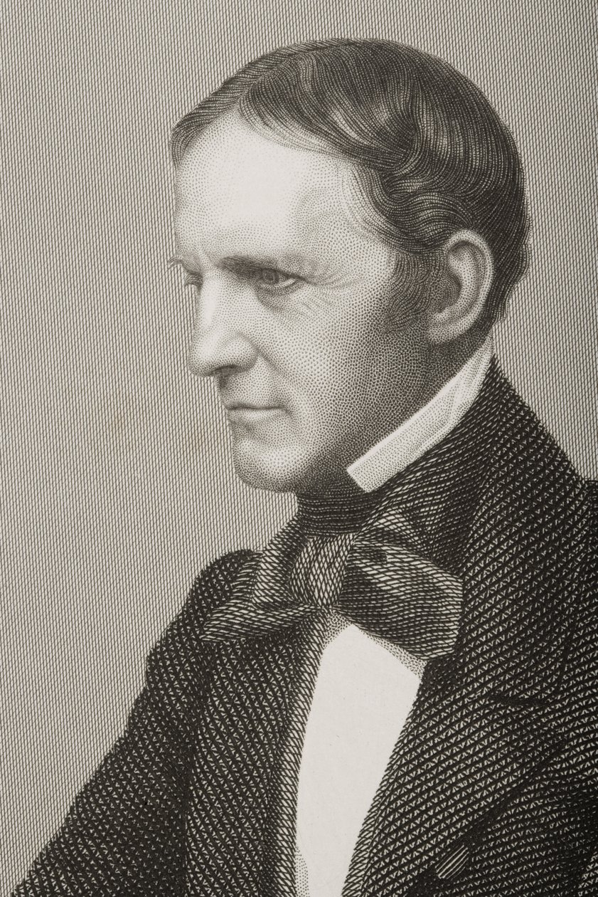 William Hickling Prescott (1796-1859) gegraveerd door D.J. Pound van een foto, uit 