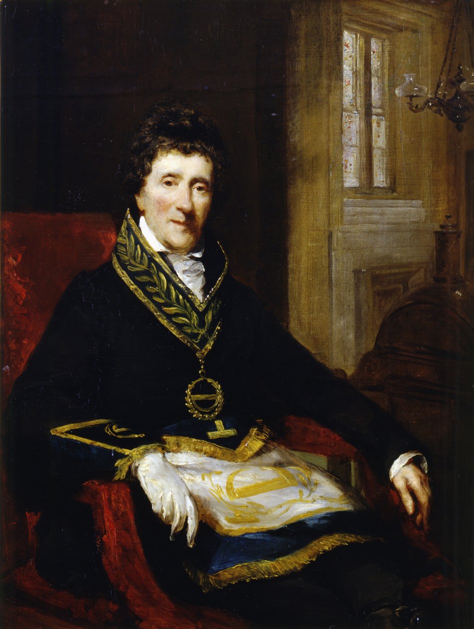 Sir John Soane, in maçonniek kostuum, als grootinspecteur en voorzitter van de Raad van Werken, 1828-29 door John Jackson