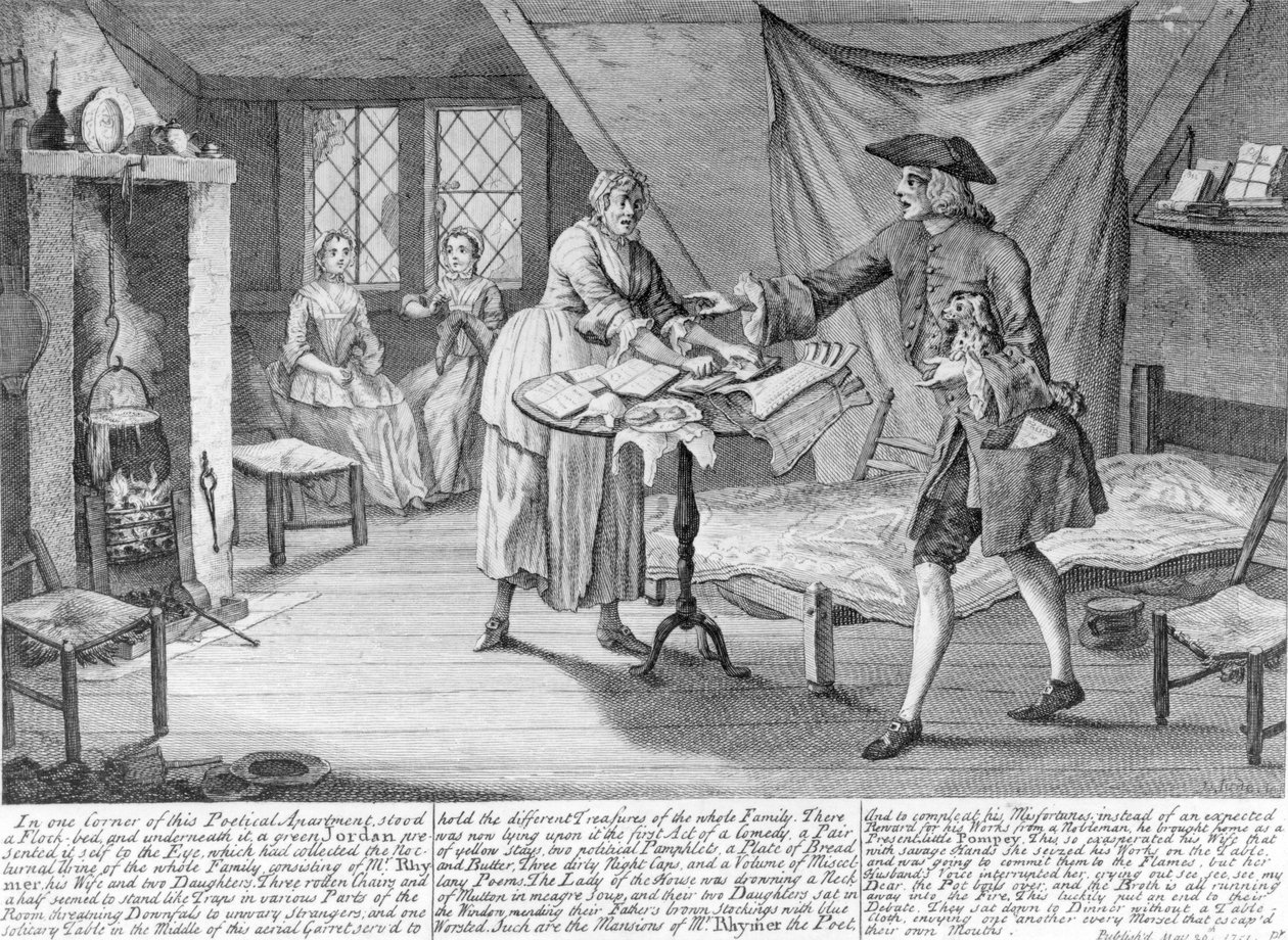 Een beschrijving van de ellende van een zolderkamer dichter, 1751 door John June