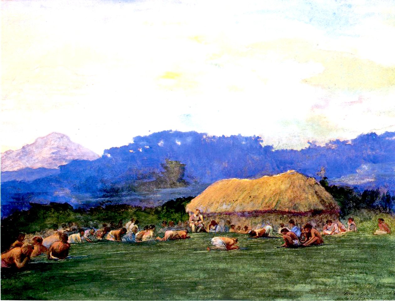 Avondgebed in Duivelsland, Fiji, 1891 door John La Farge or Lafarge