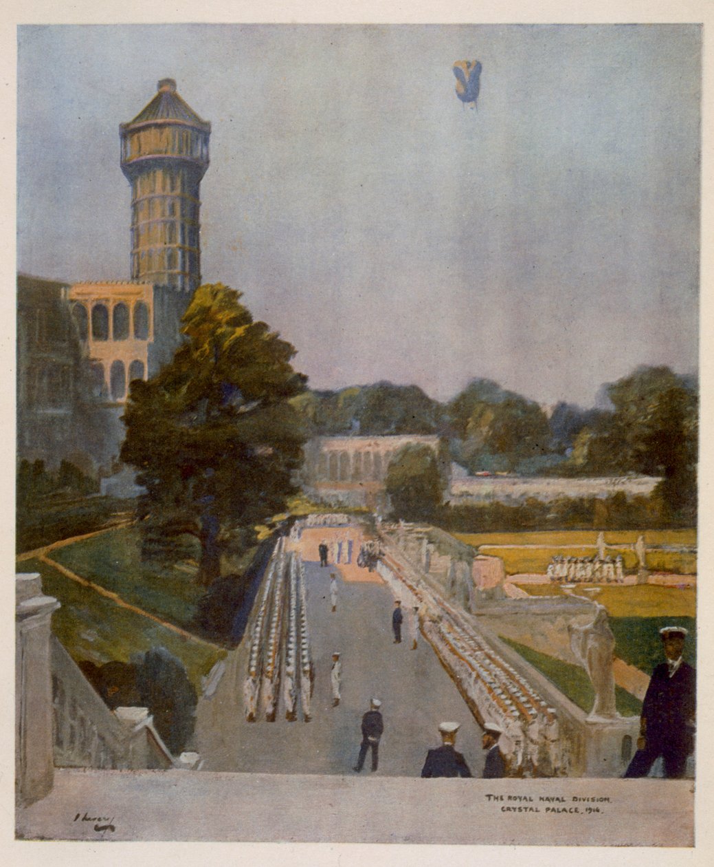 R.N.D. Crystal Palace, de plek bekend als het kwartdek, uit Britse kunstenaars aan het front, voortzetting van het westelijk front, 1918 door John Lavery