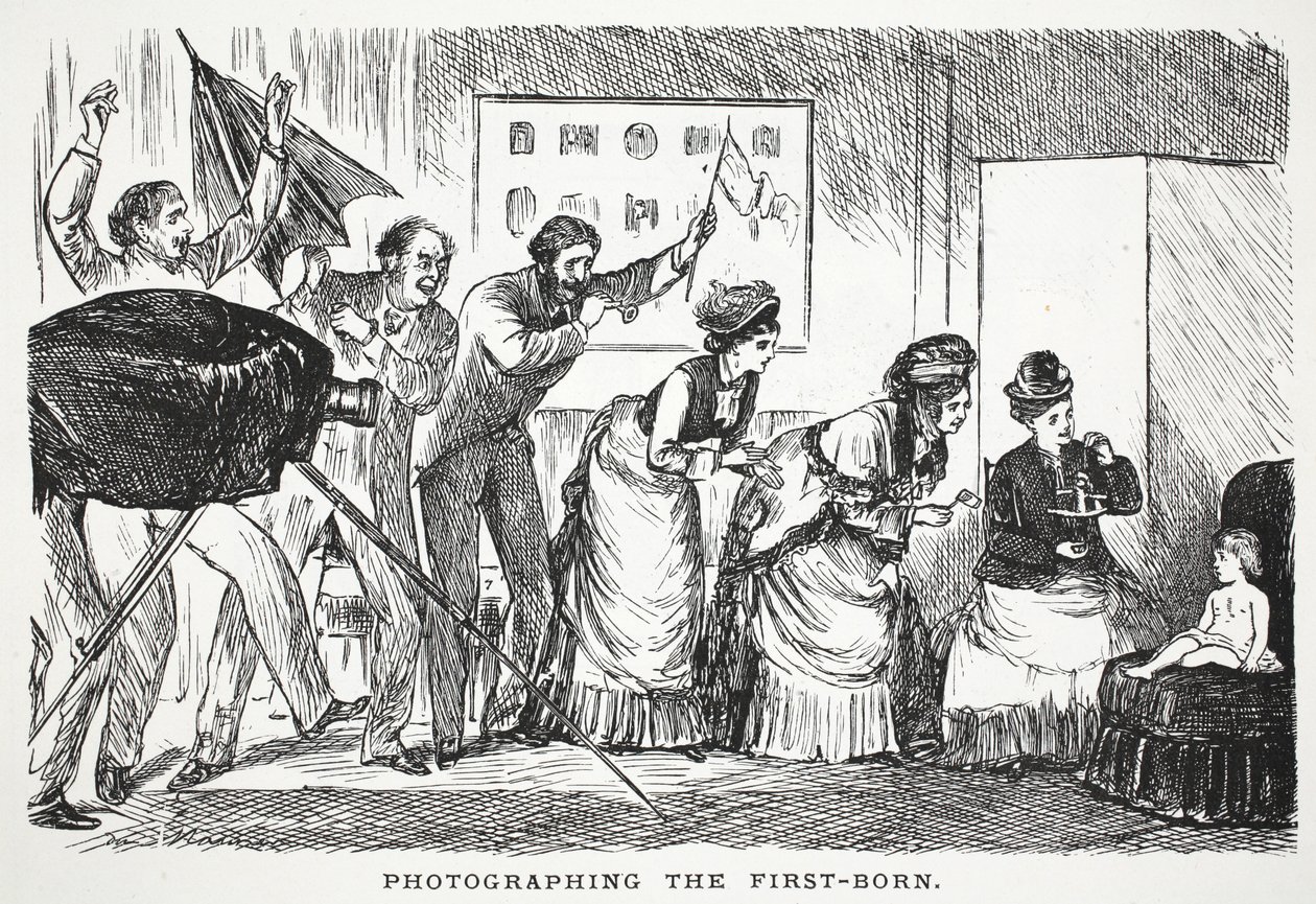 Het fotograferen van de eerstgeborene door John Leech
