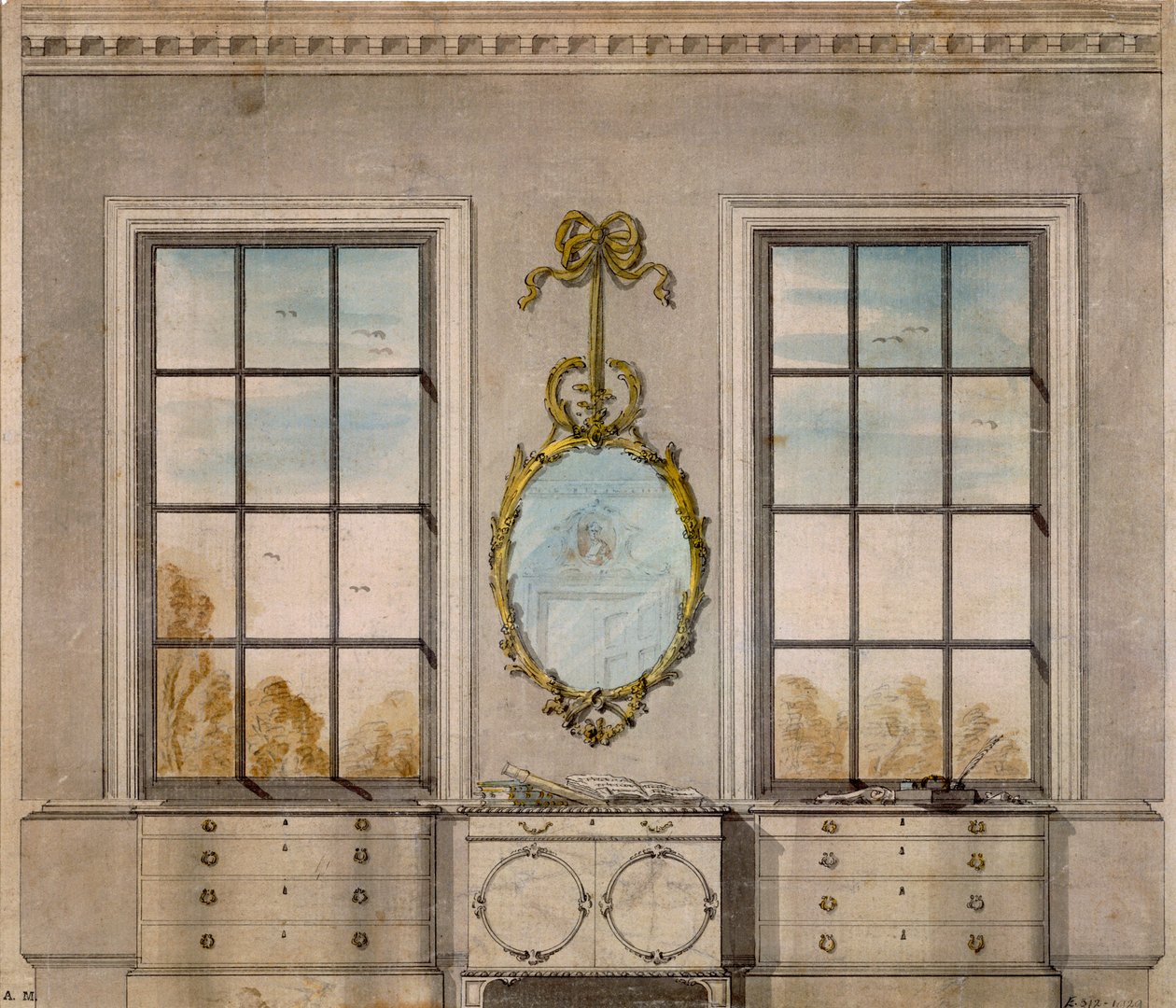 Ontwerp voor een kamer door Linnell John (1723-99) door John Linnell