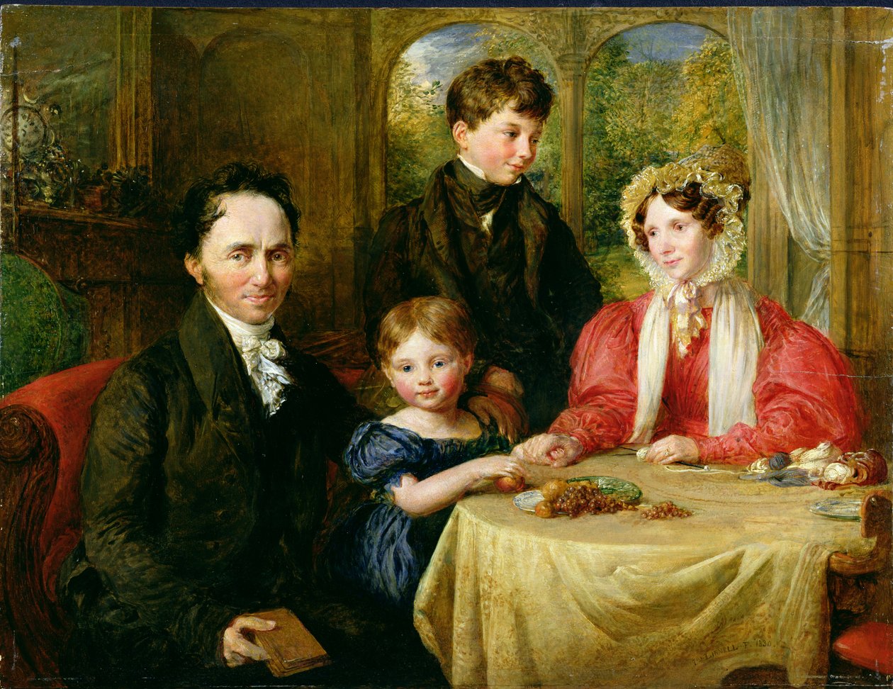 W.A. Garrett en familie, 1830 door John Linnell