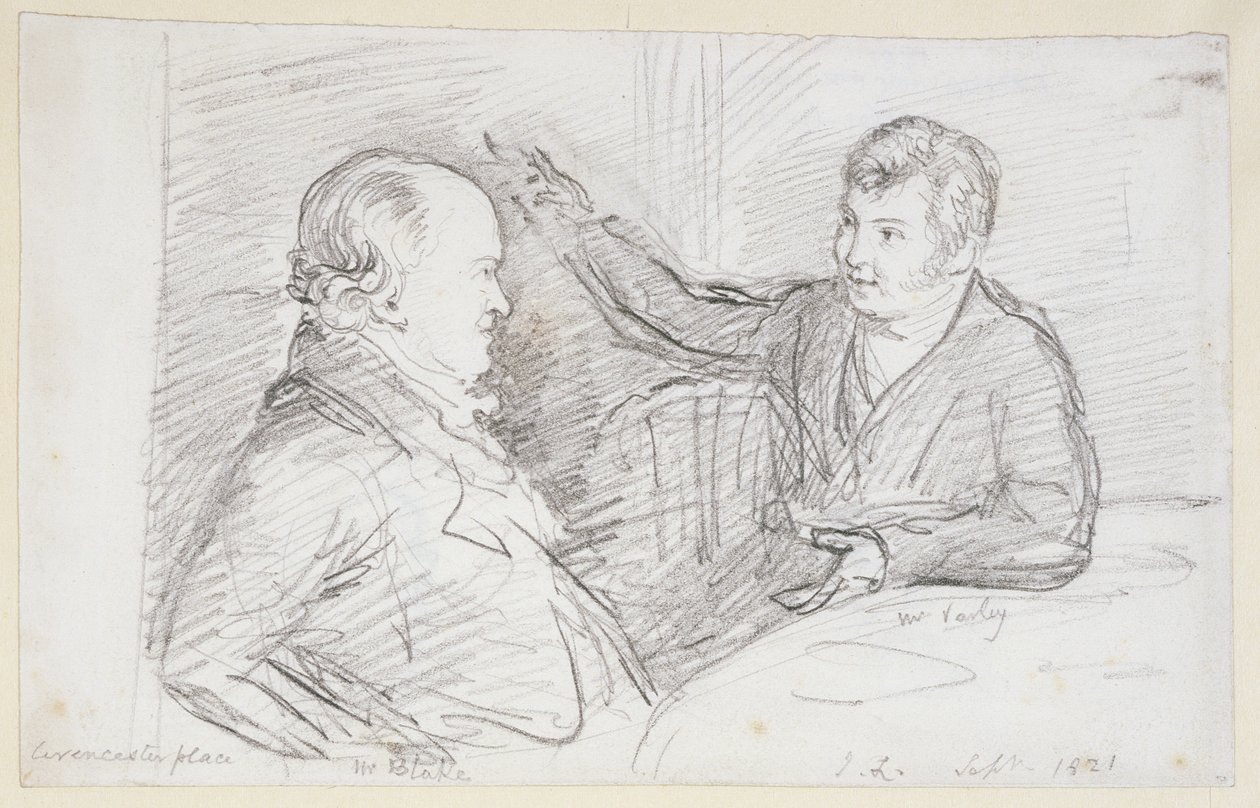 William Blake (1757-1827) in gesprek met John Varley (1778-1842) september 1821 door John Linnell