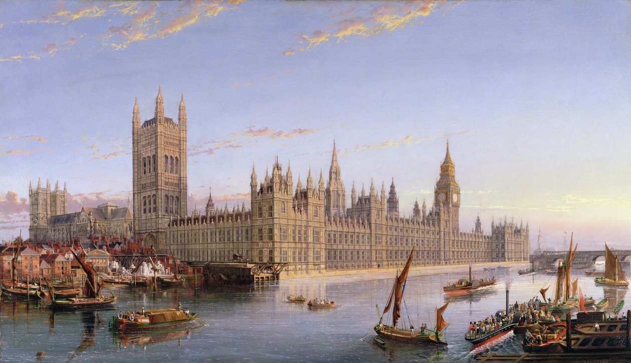 Uitzicht op Westminster vanuit Lambeth door John MacVicar Anderson