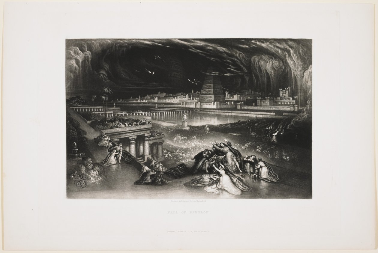 De val van Babylon, 1826 door John Martin