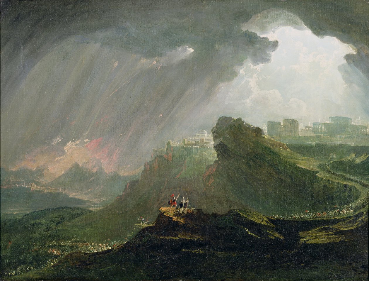 Jozua beveelt de Zon stil te staan boven Gibeon, c.1840 door John Martin