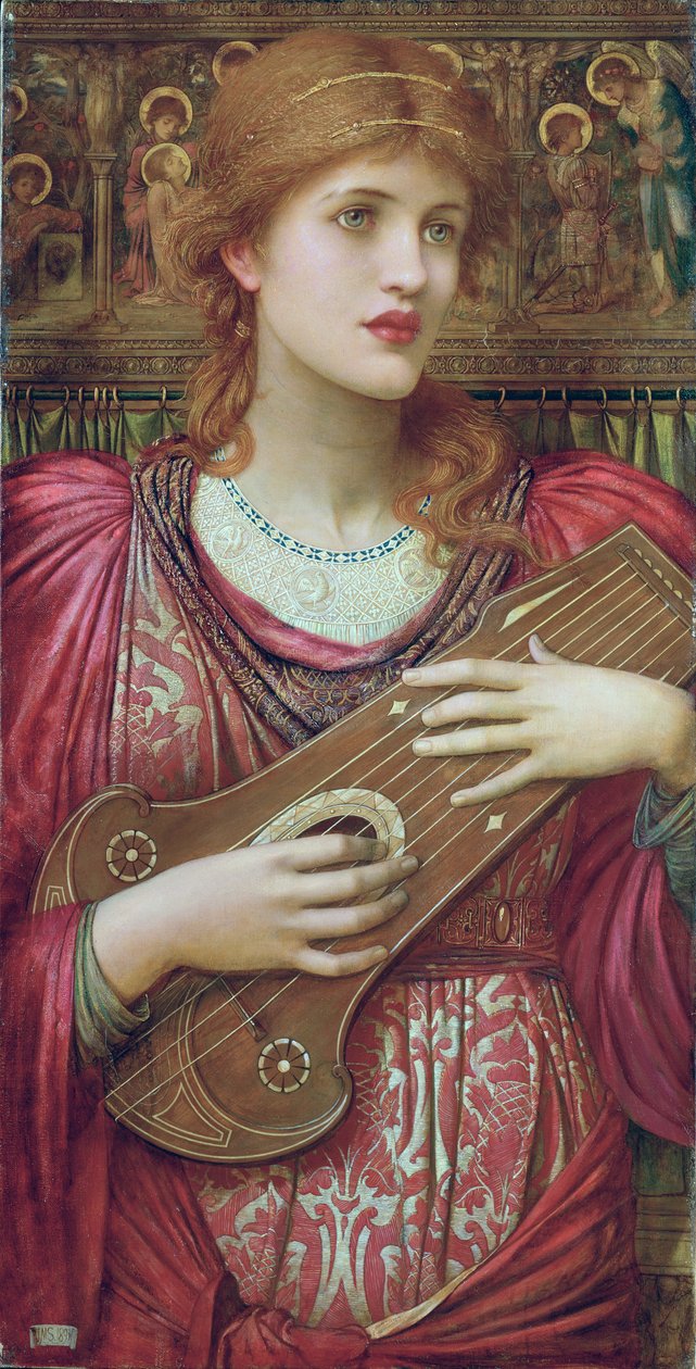 De muziek sterft zachtjes weg, jouw lieve ogen dromen dat liefde eeuwig zal leven, 1893 door John Melhuish Strudwick